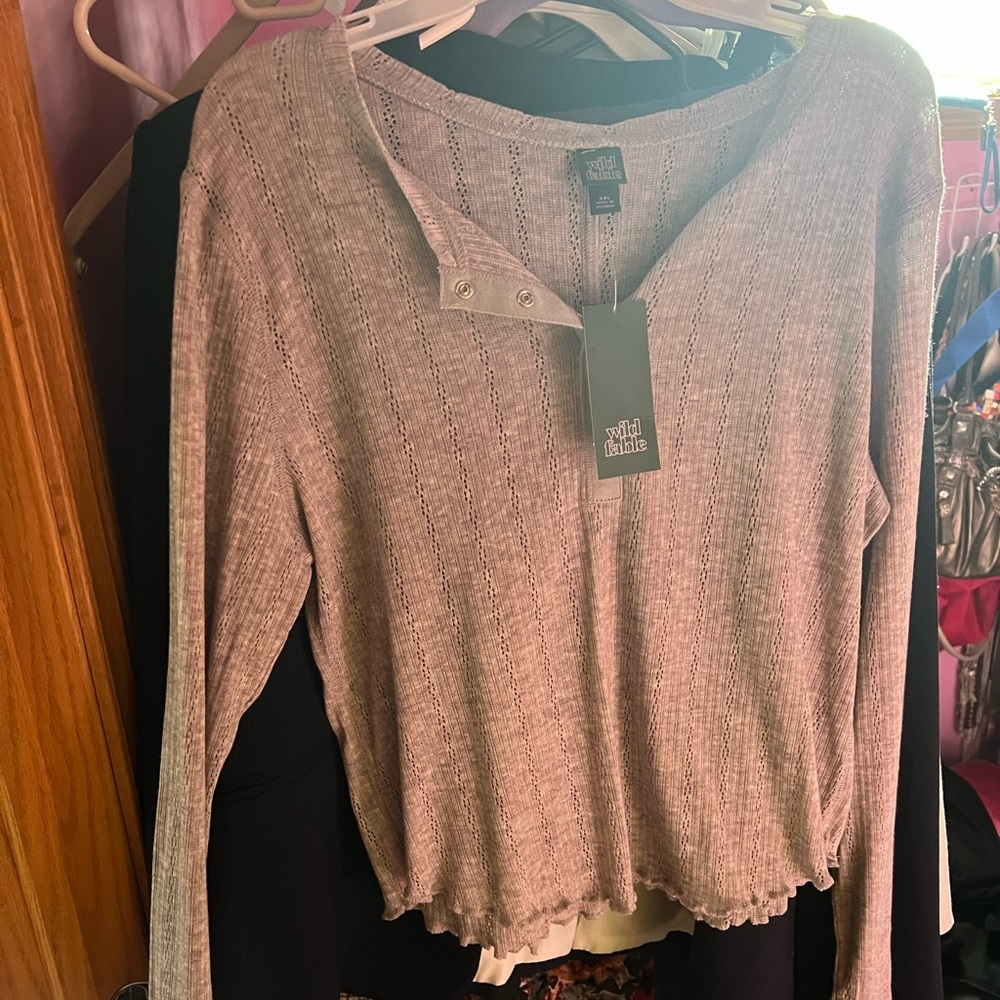 gray long sleeve cozy casual top